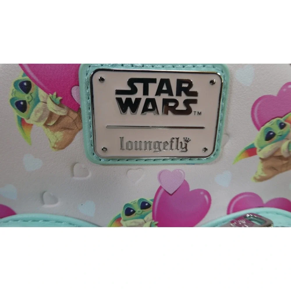Star Wars Baby Yoda Grogu Heart Mini Backpack - Valentines Day Mint/Pink -  Used